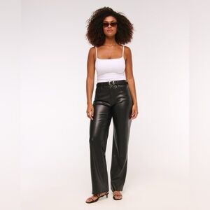 Abercrombie & Fitch | 90s High Rise Straight Leg Vegan Leather Pants | Size 14